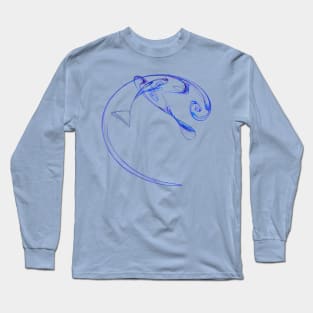 Fractal - Three Blue Fish Long Sleeve T-Shirt